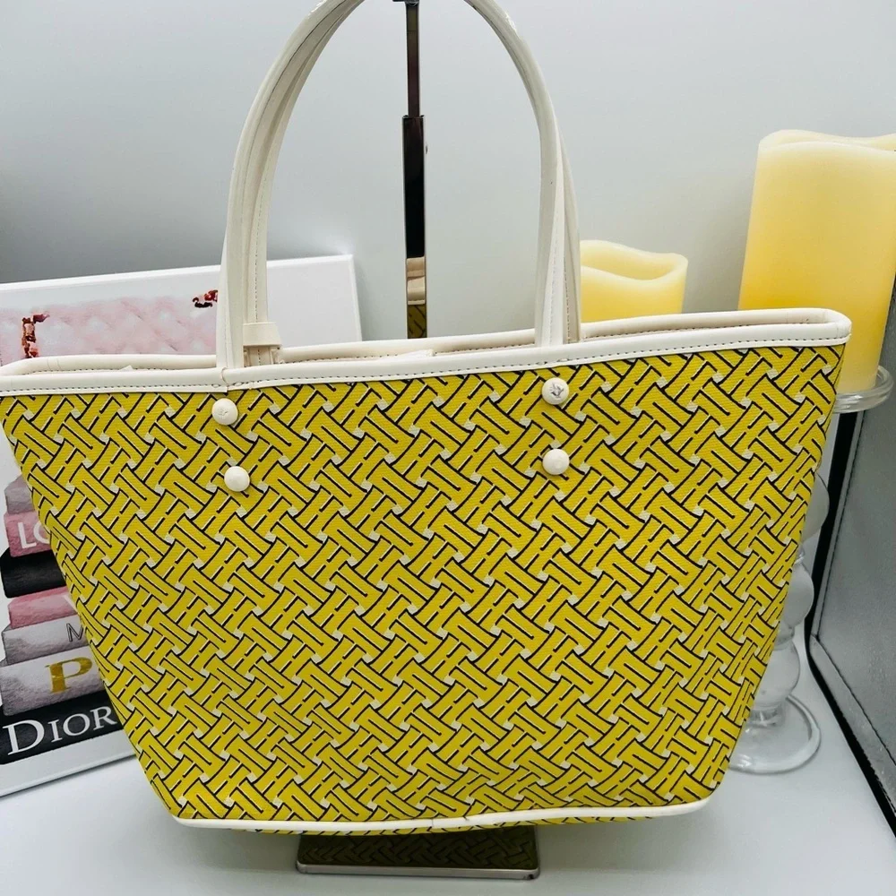 Cole Haan Yellow and White Geometric Tote